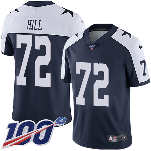 Nike Cowboys #72 Trysten Hill Navy Blue Thanksgiving Men's Stitched NFL 100th Season Vapor Throwback Limited Jersey Nike Cowboys #72 Trysten Hill Navy Blue Thanksgiving Men's Stitched NFL 100th Season Vapor Throwback Limited Jersey