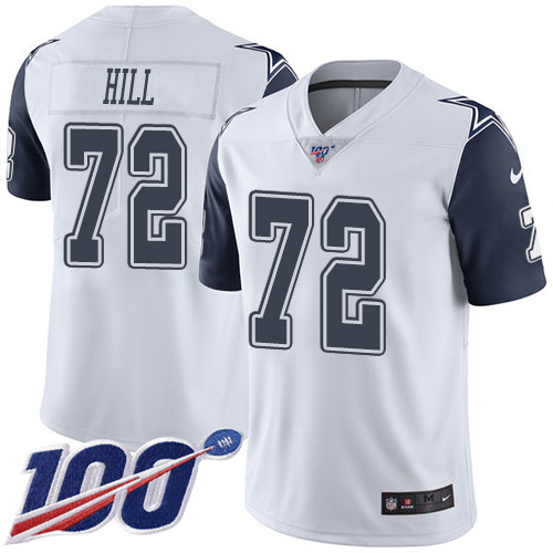 Nike Cowboys #72 Trysten Hill White Men's Stitched NFL Limited Rush 100th Season Jersey Nike Cowboys #72 Trysten Hill White Men's Stitched NFL Limited Rush 100th Season Jersey