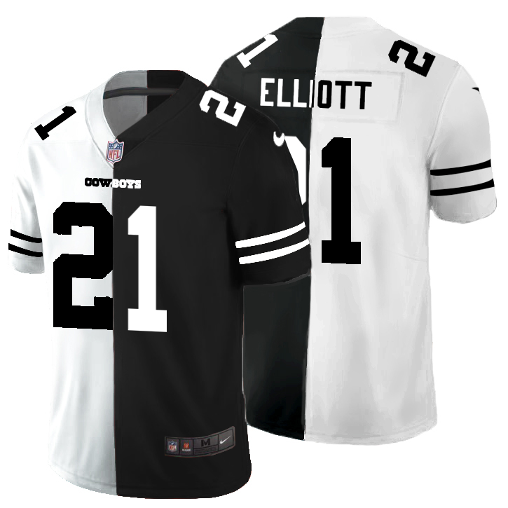 Dallas Cowboys #21 Ezekiel Elliott Men's Black V White Peace Split Nike Vapor Untouchable Limited NFL Jersey Dallas Cowboys #21 Ezekiel Elliott Men's Black V White Peace Split Nike Vapor Untouchable Limited NFL Jersey