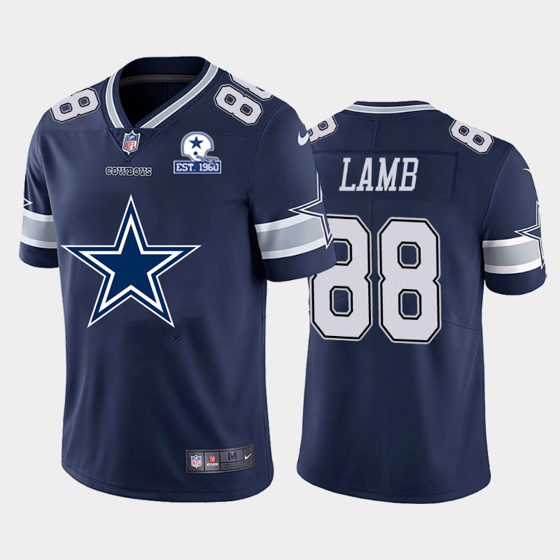 Dallas Cowboys #88 CeeDee Lamb Navy Blue Men's Nike Big Team Logo With Established In 1960 Patch Vapor Limited NFL Jersey Dallas Cowboys #88 CeeDee Lamb Navy Blue Men's Nike Big Team Logo With Established In 1960 Patch Vapor Limited NFL Jersey