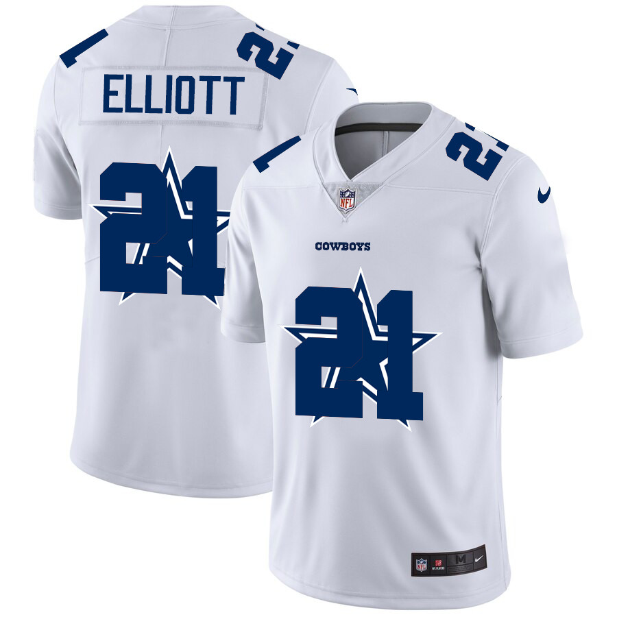 Dallas Cowboys #21 Ezekiel Elliott White Men's Nike Team Logo Dual Overlap Limited NFL Jersey Dallas Cowboys #21 Ezekiel Elliott White Men's Nike Team Logo Dual Overlap Limited NFL Jersey
