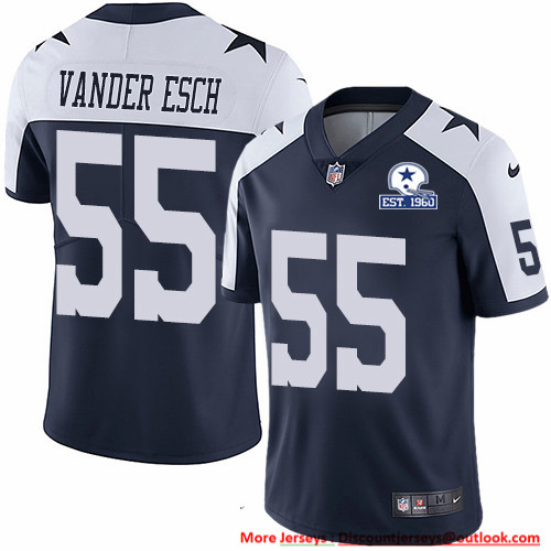 Nike Cowboys #55 Leighton Vander Esch Navy Blue Thanksgiving Men's Stitched With Established In 1960 Patch NFL Vapor Untouchable Limited Throwback Jersey Nike Cowboys #55 Leighton Vander Esch Navy Blue Thanksgiving Men's Stitched With Established In 1960 Patch NFL Vapor Untouchable Limited Throwback Jersey