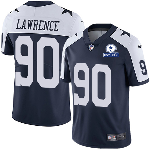 Nike Cowboys #90 DeMarcus Lawrence Navy Blue Thanksgiving Men's Stitched With Established In 1960 Patch NFL Vapor Untouchable Limited Throwback Jersey Nike Cowboys #90 DeMarcus Lawrence Navy Blue Thanksgiving Men's Stitched With Established In 1960 Patch NFL Vapor Untouchable Limited Throwback Jersey