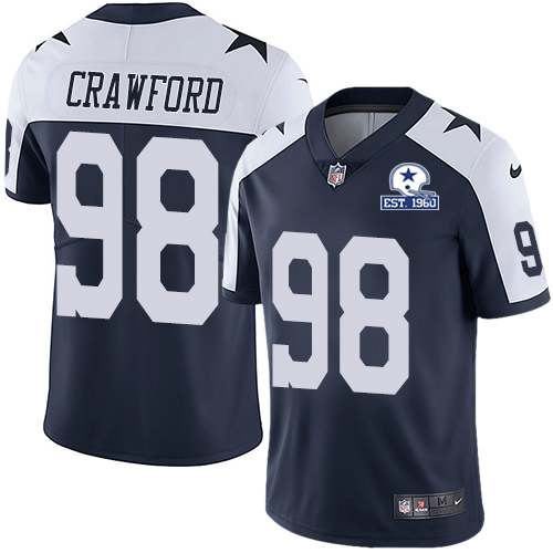 Nike Cowboys #98 Tyrone Crawford Navy Blue Thanksgiving Men's Stitched With Established In 1960 Patch NFL Vapor Untouchable Limited Throwback Jersey Nike Cowboys #98 Tyrone Crawford Navy Blue Thanksgiving Men's Stitched With Established In 1960 Patch NFL Vapor Untouchable Limited Throwback Jersey