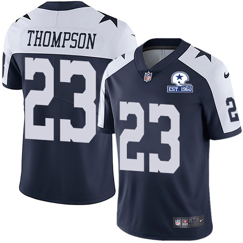 Nike Cowboys #23 Darian Thompson Navy Blue Thanksgiving Men's Stitched With Established In 1960 Patch NFL Vapor Untouchable Limited Throwback Jersey Nike Cowboys #23 Darian Thompson Navy Blue Thanksgiving Men's Stitched With Established In 1960 Patch NFL Vapor Untouchable Limited Throwback Jersey