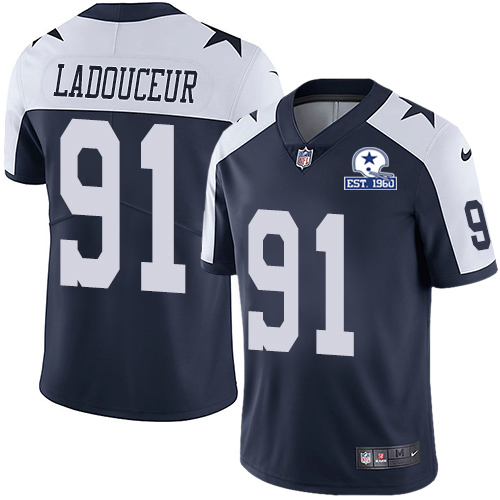 Nike Cowboys #91 L.P. Ladouceur Navy Blue Thanksgiving Men's Stitched With Established In 1960 Patch NFL Vapor Untouchable Limited Throwback Jersey Nike Cowboys #91 L.P. Ladouceur Navy Blue Thanksgiving Men's Stitched With Established In 1960 Patch NFL Vapor Untouchable Limited Throwback Jersey
