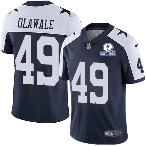 Nike Cowboys #49 Jamize Olawale Navy Blue Thanksgiving Men's Stitched With Established In 1960 Patch NFL Vapor Untouchable Limited Throwback Jersey Nike Cowboys #49 Jamize Olawale Navy Blue Thanksgiving Men's Stitched With Established In 1960 Patch NFL Vapor Untouchable Limited Throwback Jersey