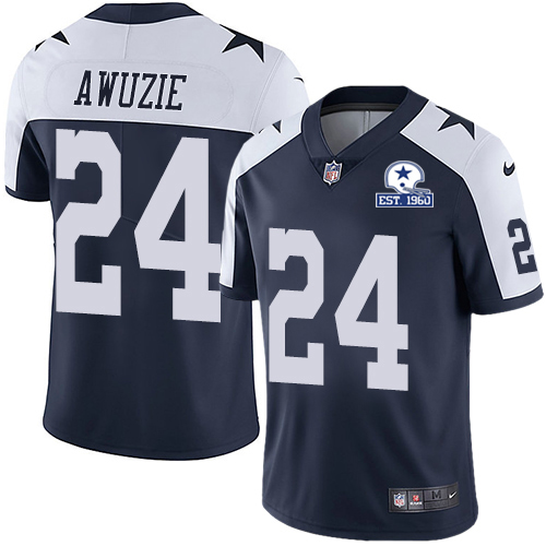 Nike Cowboys #24 Chidobe Awuzie Navy Blue Thanksgiving Men's Stitched With Established In 1960 Patch NFL Vapor Untouchable Limited Throwback Jersey Nike Cowboys #24 Chidobe Awuzie Navy Blue Thanksgiving Men's Stitched With Established In 1960 Patch NFL Vapor Untouchable Limited Throwback Jersey