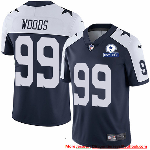 Nike Cowboys #99 Antwaun Woods Navy Blue Thanksgiving Men's Stitched With Established In 1960 Patch NFL Vapor Untouchable Limited Throwback Jersey Nike Cowboys #99 Antwaun Woods Navy Blue Thanksgiving Men's Stitched With Established In 1960 Patch NFL Vapor Untouchable Limited Throwback Jersey