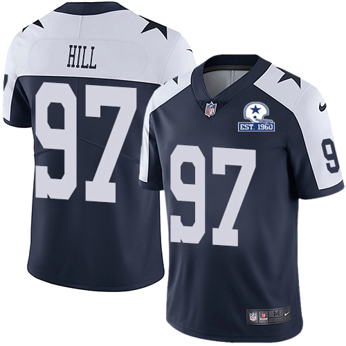 Nike Cowboys #97 Trysten Hill Navy Blue Thanksgiving Men's Stitched With Established In 1960 Patch NFL Vapor Untouchable Limited Throwback Jersey Nike Cowboys #97 Trysten Hill Navy Blue Thanksgiving Men's Stitched With Established In 1960 Patch NFL Vapor Untouchable Limited Throwback Jersey