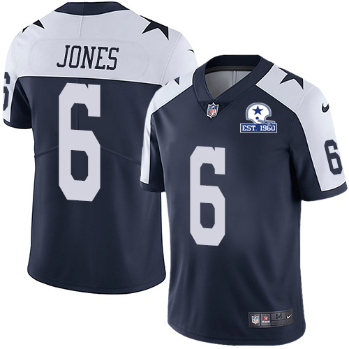 Nike Cowboys #6 Chris Jones Navy Blue Thanksgiving Men's Stitched With Established In 1960 Patch NFL Vapor Untouchable Limited Throwback Jersey Nike Cowboys #6 Chris Jones Navy Blue Thanksgiving Men's Stitched With Established In 1960 Patch NFL Vapor Untouchable Limited Throwback Jersey