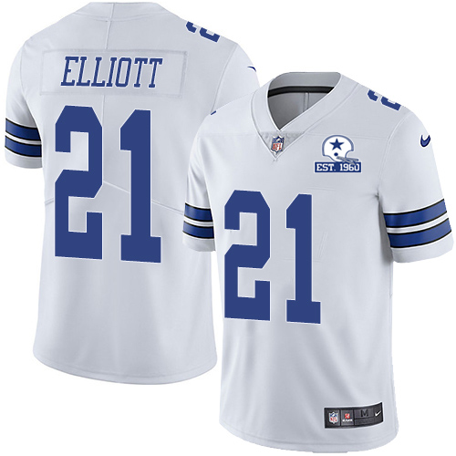 Nike Cowboys #21 Ezekiel Elliott White Men's Stitched With Established In 1960 Patch NFL Vapor Untouchable Limited Jersey Nike Cowboys #21 Ezekiel Elliott White Men's Stitched With Established In 1960 Patch NFL Vapor Untouchable Limited Jersey