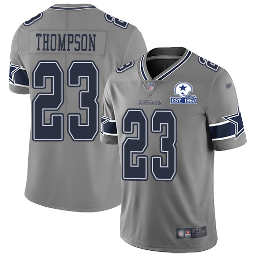 Nike Cowboys #23 Darian Thompson Gray Men's Stitched With Established In 1960 Patch NFL Limited Inverted Legend Jersey Nike Cowboys #23 Darian Thompson Gray Men's Stitched With Established In 1960 Patch NFL Limited Inverted Legend Jersey