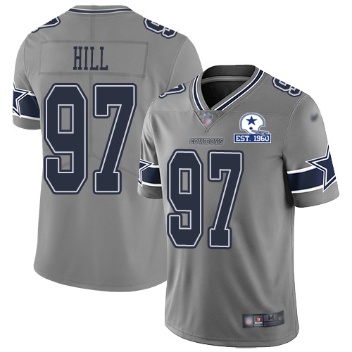 Nike Cowboys #97 Trysten Hill Gray Men's Stitched With Established In 1960 Patch NFL Limited Inverted Legend Jersey Nike Cowboys #97 Trysten Hill Gray Men's Stitched With Established In 1960 Patch NFL Limited Inverted Legend Jersey