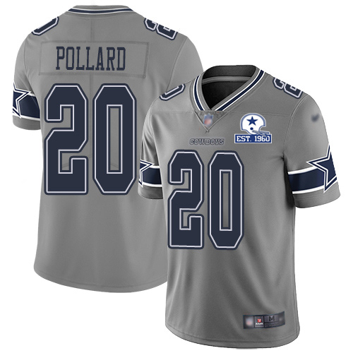 Nike Cowboys #20 Tony Pollard Gray Men's Stitched With Established In 1960 Patch NFL Limited Inverted Legend Jersey Nike Cowboys #20 Tony Pollard Gray Men's Stitched With Established In 1960 Patch NFL Limited Inverted Legend Jersey