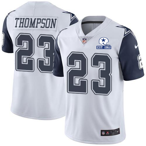 Nike Cowboys #23 Darian Thompson White Men's Stitched With Established In 1960 Patch NFL Limited Rush Jersey Nike Cowboys #23 Darian Thompson White Men's Stitched With Established In 1960 Patch NFL Limited Rush Jersey