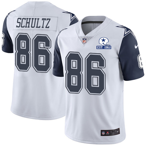 Nike Cowboys #86 Dalton Schultz White Men's Stitched With Established In 1960 Patch NFL Limited Rush Jersey Nike Cowboys #86 Dalton Schultz White Men's Stitched With Established In 1960 Patch NFL Limited Rush Jersey