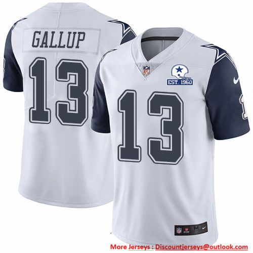 Nike Cowboys #13 Michael Gallup White Men's Stitched With Established In 1960 Patch NFL Limited Rush Jersey Nike Cowboys #13 Michael Gallup White Men's Stitched With Established In 1960 Patch NFL Limited Rush Jersey