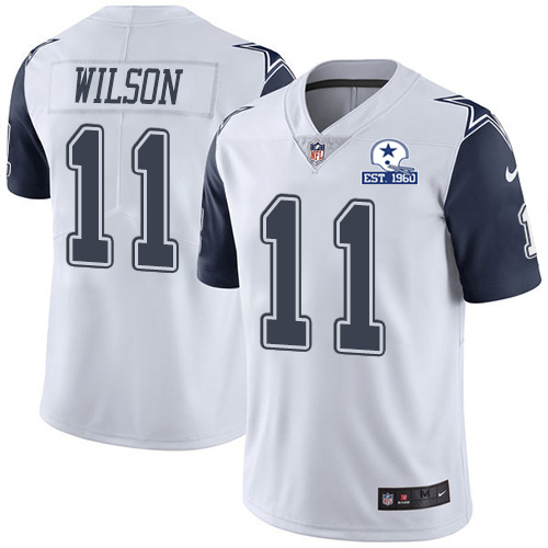 Nike Cowboys #11 Cedrick Wilson White Men's Stitched With Established In 1960 Patch NFL Limited Rush Jersey Nike Cowboys #11 Cedrick Wilson White Men's Stitched With Established In 1960 Patch NFL Limited Rush Jersey