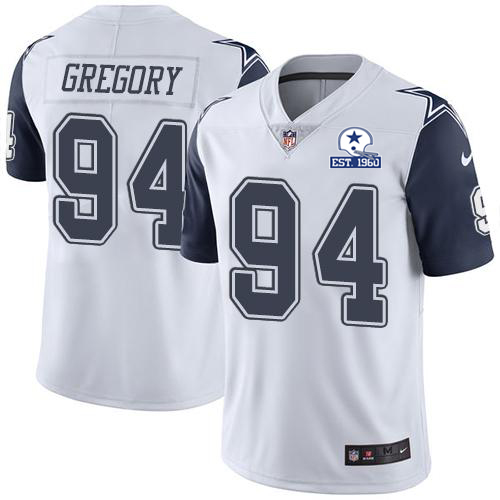 Nike Cowboys #94 Randy Gregory White Men's Stitched With Established In 1960 Patch NFL Limited Rush Jersey Nike Cowboys #94 Randy Gregory White Men's Stitched With Established In 1960 Patch NFL Limited Rush Jersey