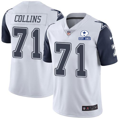 Nike Cowboys #71 La'el Collins White Men's Stitched With Established In 1960 Patch NFL Limited Rush Jersey Nike Cowboys #71 La'el Collins White Men's Stitched With Established In 1960 Patch NFL Limited Rush Jersey