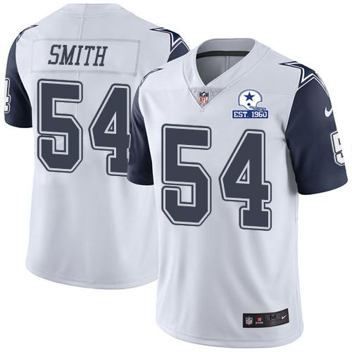 Nike Cowboys #54 Jaylon Smith White Men's Stitched With Established In 1960 Patch NFL Limited Rush Jersey Nike Cowboys #54 Jaylon Smith White Men's Stitched With Established In 1960 Patch NFL Limited Rush Jersey