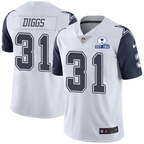 Nike Cowboys #31 Trevon Diggs White Men's Stitched With Established In 1960 Patch NFL Limited Rush Jersey Nike Cowboys #31 Trevon Diggs White Men's Stitched With Established In 1960 Patch NFL Limited Rush Jersey