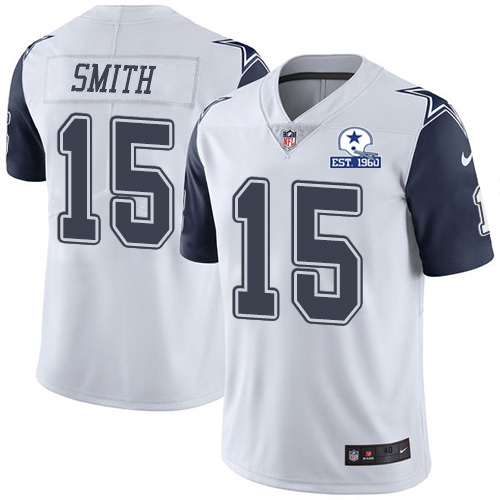 Nike Cowboys #15 Devin Smith White Men's Stitched With Established In 1960 Patch NFL Limited Rush Jersey Nike Cowboys #15 Devin Smith White Men's Stitched With Established In 1960 Patch NFL Limited Rush Jersey