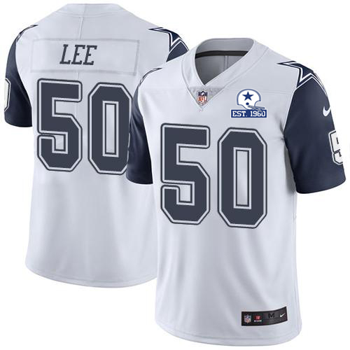 Nike Cowboys #50 Sean Lee White Men's Stitched With Established In 1960 Patch NFL Limited Rush Jersey Nike Cowboys #50 Sean Lee White Men's Stitched With Established In 1960 Patch NFL Limited Rush Jersey
