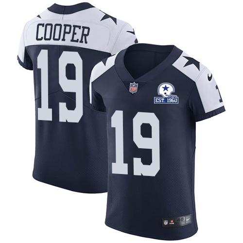 Nike Cowboys #19 Amari Cooper Navy Blue Thanksgiving Men's Stitched With Established In 1960 Patch NFL Vapor Untouchable Throwback Elite Jersey Nike Cowboys #19 Amari Cooper Navy Blue Thanksgiving Men's Stitched With Established In 1960 Patch NFL Vapor Untouchable Throwback Elite Jersey