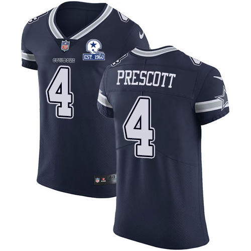 Nike Cowboys #4 Dak Prescott Navy Blue Team Color Men's Stitched With Established In 1960 Patch NFL Vapor Untouchable Elite Jersey Nike Cowboys #4 Dak Prescott Navy Blue Team Color Men's Stitched With Established In 1960 Patch NFL Vapor Untouchable Elite Jersey