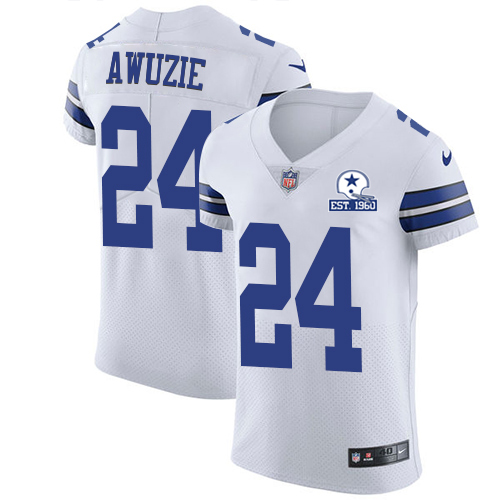 Nike Cowboys #24 Chidobe Awuzie White Men's Stitched With Established In 1960 Patch NFL New Elite Jersey Nike Cowboys #24 Chidobe Awuzie White Men's Stitched With Established In 1960 Patch NFL New Elite Jersey