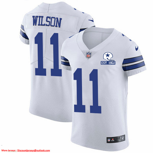 Nike Cowboys #11 Cedrick Wilson White Men's Stitched With Established In 1960 Patch NFL New Elite Jersey Nike Cowboys #11 Cedrick Wilson White Men's Stitched With Established In 1960 Patch NFL New Elite Jersey