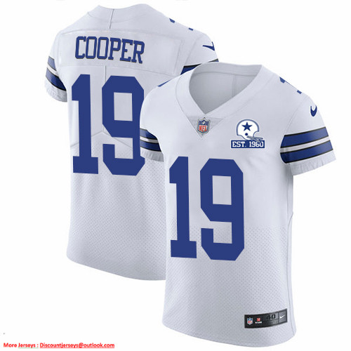 Nike Cowboys #19 Amari Cooper White Men's Stitched With Established In 1960 Patch NFL New Elite Jersey Nike Cowboys #19 Amari Cooper White Men's Stitched With Established In 1960 Patch NFL New Elite Jersey