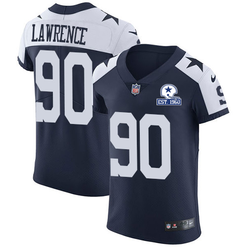 Nike Cowboys #90 DeMarcus Lawrence Navy Blue Thanksgiving Men's Stitched With Established In 1960 Patch NFL Vapor Untouchable Throwback Elite Jersey Nike Cowboys #90 DeMarcus Lawrence Navy Blue Thanksgiving Men's Stitched With Established In 1960 Patch NFL Vapor Untouchable Throwback Elite Jersey