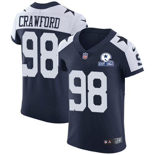 Nike Cowboys #98 Tyrone Crawford Navy Blue Thanksgiving Men's Stitched With Established In 1960 Patch NFL Vapor Untouchable Throwback Elite Jersey Nike Cowboys #98 Tyrone Crawford Navy Blue Thanksgiving Men's Stitched With Established In 1960 Patch NFL Vapor Untouchable Throwback Elite Jersey