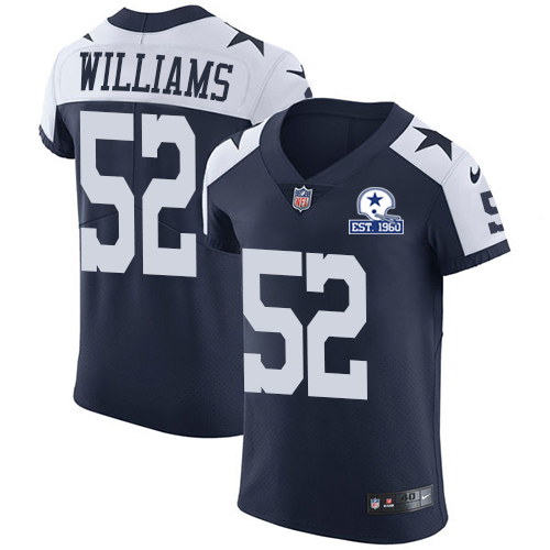 Nike Cowboys #52 Connor Williams Navy Blue Thanksgiving Men's Stitched With Established In 1960 Patch NFL Vapor Untouchable Throwback Elite Jersey Nike Cowboys #52 Connor Williams Navy Blue Thanksgiving Men's Stitched With Established In 1960 Patch NFL Vapor Untouchable Throwback Elite Jersey