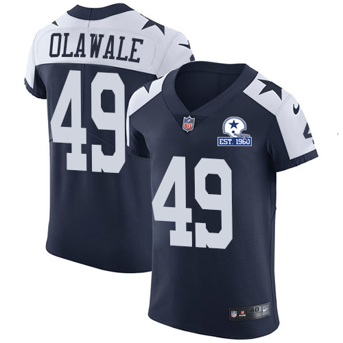 Nike Cowboys #49 Jamize Olawale Navy Blue Thanksgiving Men's Stitched With Established In 1960 Patch NFL Vapor Untouchable Throwback Elite Jersey Nike Cowboys #49 Jamize Olawale Navy Blue Thanksgiving Men's Stitched With Established In 1960 Patch NFL Vapor Untouchable Throwback Elite Jersey