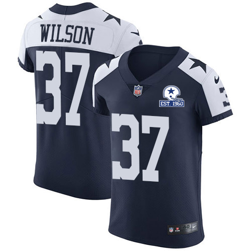 Nike Cowboys #37 Donovan Wilson Navy Blue Thanksgiving Men's Stitched With Established In 1960 Patch NFL Vapor Untouchable Throwback Elite Jersey Nike Cowboys #37 Donovan Wilson Navy Blue Thanksgiving Men's Stitched With Established In 1960 Patch NFL Vapor Untouchable Throwback Elite Jersey