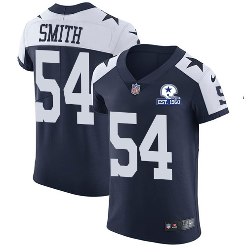 Nike Cowboys #54 Jaylon Smith Navy Blue Thanksgiving Men's Stitched With Established In 1960 Patch NFL Vapor Untouchable Throwback Elite Jersey Nike Cowboys #54 Jaylon Smith Navy Blue Thanksgiving Men's Stitched With Established In 1960 Patch NFL Vapor Untouchable Throwback Elite Jersey