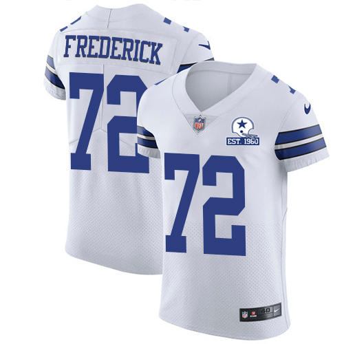 Nike Cowboys #72 Travis Frederick White Men's Stitched With Established In 1960 Patch NFL New Elite Jersey Nike Cowboys #72 Travis Frederick White Men's Stitched With Established In 1960 Patch NFL New Elite Jersey