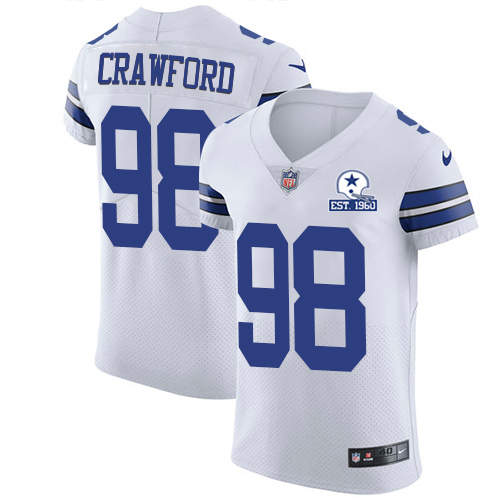 Nike Cowboys #98 Tyrone Crawford White Men's Stitched With Established In 1960 Patch NFL New Elite Jersey Nike Cowboys #98 Tyrone Crawford White Men's Stitched With Established In 1960 Patch NFL New Elite Jersey