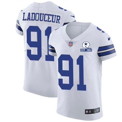 Nike Cowboys #91 L.P. Ladouceur White Men's Stitched With Established In 1960 Patch NFL New Elite Jersey Nike Cowboys #91 L.P. Ladouceur White Men's Stitched With Established In 1960 Patch NFL New Elite Jersey