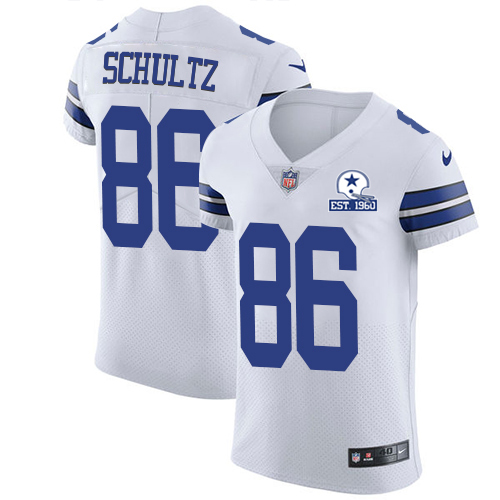 Nike Cowboys #86 Dalton Schultz White Men's Stitched With Established In 1960 Patch NFL New Elite Jersey Nike Cowboys #86 Dalton Schultz White Men's Stitched With Established In 1960 Patch NFL New Elite Jersey
