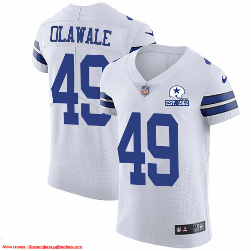 Nike Cowboys #49 Jamize Olawale White Men's Stitched With Established In 1960 Patch NFL New Elite Jersey Nike Cowboys #49 Jamize Olawale White Men's Stitched With Established In 1960 Patch NFL New Elite Jersey