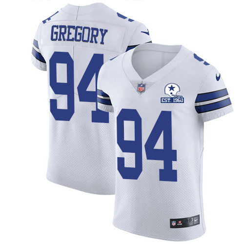 Nike Cowboys #94 Randy Gregory White Men's Stitched With Established In 1960 Patch NFL New Elite Jersey Nike Cowboys #94 Randy Gregory White Men's Stitched With Established In 1960 Patch NFL New Elite Jersey