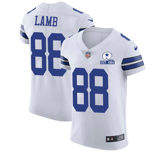 Nike Cowboys #88 CeeDee Lamb White Men's Stitched With Established In 1960 Patch NFL New Elite Jersey Nike Cowboys #88 CeeDee Lamb White Men's Stitched With Established In 1960 Patch NFL New Elite Jersey