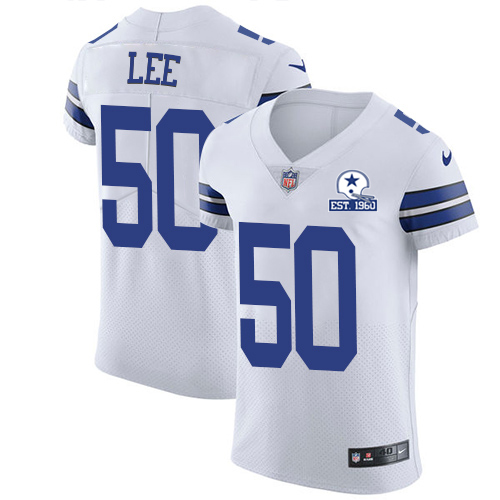 Nike Cowboys #50 Sean Lee White Men's Stitched With Established In 1960 Patch NFL New Elite Jersey Nike Cowboys #50 Sean Lee White Men's Stitched With Established In 1960 Patch NFL New Elite Jersey