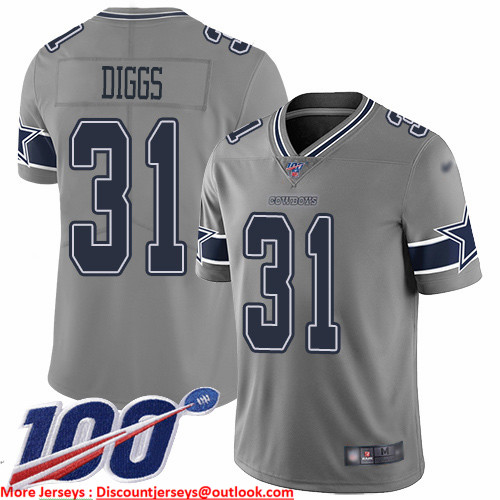 Nike Cowboys #31 Trevon Diggs Gray Men's Stitched NFL Limited Inverted Legend 100th Season Jersey Nike Cowboys #31 Trevon Diggs Gray Men's Stitched NFL Limited Inverted Legend 100th Season Jersey