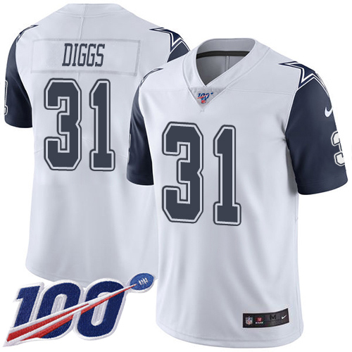 Nike Cowboys #31 Trevon Diggs White Men's Stitched NFL Limited Rush 100th Season Jersey Nike Cowboys #31 Trevon Diggs White Men's Stitched NFL Limited Rush 100th Season Jersey